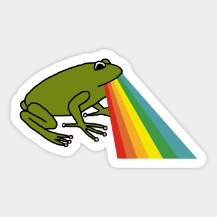 Animals with Rainbow Puke Green Frog Sticker